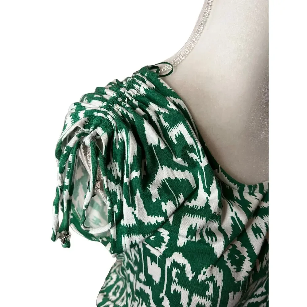 michael Michael Kors Women summer Dress tie Waist Size Small green white print
